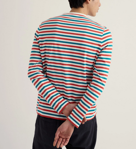 OEM Wholesale Direct Sale Custom Brand Logo 100% Premium Cotton 180 GSM Striped Men's Long Sleeve T-shirts O-Neck Regular Fit - Product Image 2