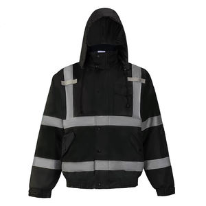Chaqueta de Invierno para Trabajo en Clima Frío, Manga Larga, Color Negro, Dos Tiras Reflectantes de Seguridad, Resistente al Viento - Product Image 1