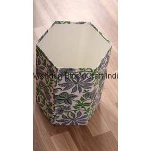 Cubo de basura rectangular de madera ecológico hecho a mano con tapa abierta y cubierta enrollable, diseño floral, para uso interior/exterior, en stock. - Product Image 4