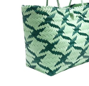Premium Quality Woven Plastic Tote Handbag And Handmade Bag <b>Cute</b> Two Tone Chic Ladies Casual Summer <b>Purse</b> - Product Image 4