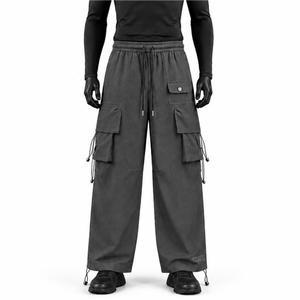 Men Techwear <b>Cargo</b> Pants Multi-Pocket Streetwear Wide Leg Trousers Loose Baggy Tactical Casual Pants Wholesale 2026 Trend - Product Image 1
