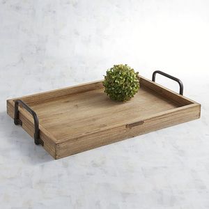 Wood Serving Tray Rectangle Solid Minimalist Handmade Polished Dishes & <b>Plates</b> - Product Image 5
