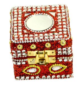 Small Jewelry <b>Box</b> with Mirror Lid Decorative Storage Organizer for Rings <b>Earrings</b> Travel Case Home Bulk Supply - Product Image 1