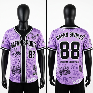 T-shirt 100% coton pour homme, coupe ample, imprimé, jersey de baseball premium pour homme, 170 GSM, polyester doux et respirant, motif violet. - Product Image 1