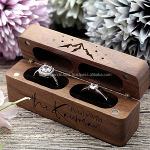 Caja de Madera para Anillos, Caja Delgada para Anillos de Madera para Propuesta de Matrimonio o Compromiso - Product Image 5