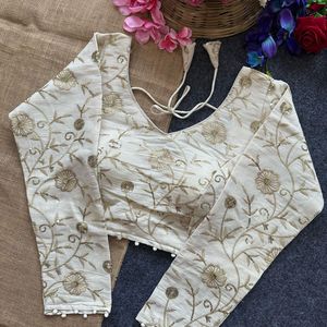 Blouse Prête-à-Porter Élégance Ethnique, Confortable et Stylée, en Coton Khadi de Créateur - Product Image 2