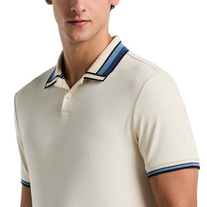 Nouveauté 2026 – Polos tricotés pour hommes couleur beige uni, tissu respirant, manches courtes, coupe ample, pour activités de plein air - Product Image 2