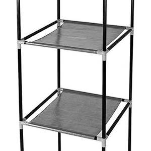 Organisateur de placard portable noir, housse en tissu non tissé, étagères imperméables, cadre en tube d'acier robuste, tringle de suspension mobile, 6 - Product Image 5