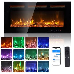 Cheminée électrique intelligente WiFi 1500W, insert mural encastré/monté ou autoportant de 36 pouces, avec télécommande, 12 modes, style moderne - Product Image 4