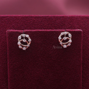Boucles d'oreilles clous en or rose/jaune/blanc 14 carats avec diamants ronds cultivés en laboratoire certifiés IGI, motif spirale, design géométrique - Product Image 2