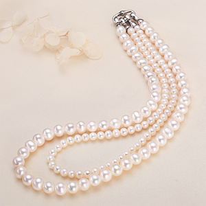 Collar de Perlas de Agua Dulce de 8-9 mm de Zhuji Jewelry Wholesale, Cadena de Suéter de Doble Capa Genuina para Mamá y Abuela, Collar de Perlas 2 en 1 - Product Image 3