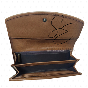 Sehrainn - Nueva Cartera de Mano de Cuero Vacuno con Pelo para Mujer, Diseño Geométrico de Patchwork, Cierre Elegante, para Uso Diario en Todas las Estaciones - Product Image 5