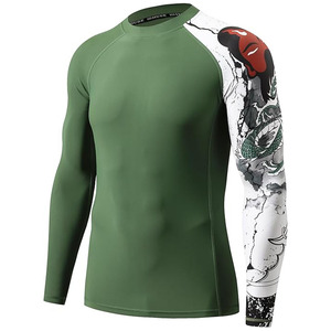Sublimated Anti-Bacterial Rash Guard <b>Shirt</b> Sublimation Green Design <b>Dragon</b> - Product Image 3