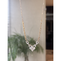 Collier pendentif moderne en or 14 carats avec chaîne à maillons et diamant taille princesse 1,95 carat, bijoux de luxe sur mesure, fabricant