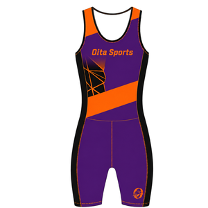 <b>Purple</b> and Orange Rowing Champ <b>Suit</b> <b>Mens</b> Sleeveless Competition Uniform Performance Racing Singlet Custom Wholesale Team Sports - Product Image 1