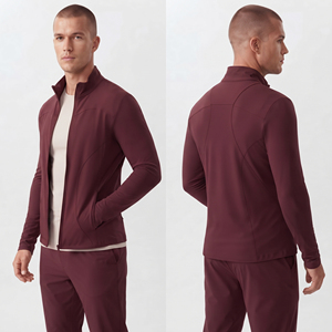 Veste de sport pour homme 100% polyester, col montant, coupe sportive, fermeture éclair, idéale pour le yoga et le jogging en automne - Product Image 1