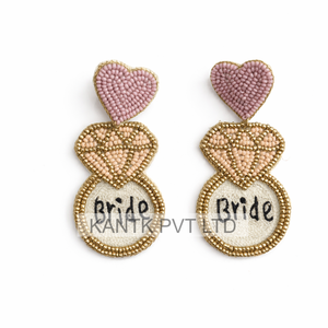 Pendientes de Novia con Cuentas Inspirados en Anillos de Diamantes, Pendientes de Cristal Hechos a Mano de Lujo para Novia - Product Image 1