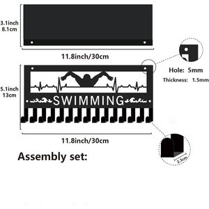 CIFbuy Espositore da Parete in Metallo Verniciato a Forno a Tema Nuoto, Porta Medaglie a Forma di Cuore per Nuotatori, Scaffali per TikTok e Temu - Product Image 2