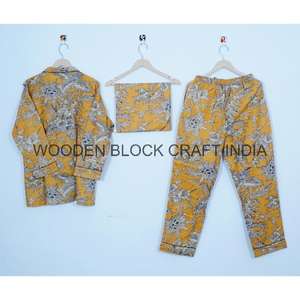 Ensemble de pyjama d'été confortable en coton pour femme, imprimé à la main, tenue de nuit, tailles pour adultes, y compris pour demoiselles d'honneur - Product Image 5