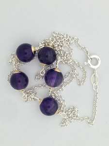 Collier en améthyste, argent sterling 925 massif et or jaune 14 carats, bijoux fins en pierres précieuses pour femmes, cadeau - Product Image 5