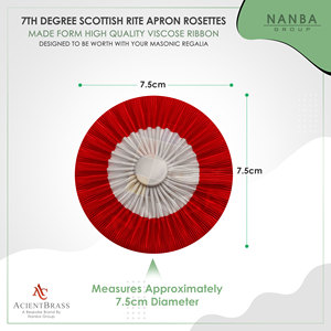 Handcrafted <b>Ribbon</b> Rosette for Apron Regalia Masonic <b>Red</b> and White Cockade - Product Image 3