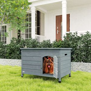 Gabbia Decorativa per Cani in Legno da 80 cm, con Tetto Apribile, Fondo Rimovibile e Chiusura di Sicurezza, Grigio Scuro - Taglie XXL e XXXL per Cani Giganti - Product Image 2