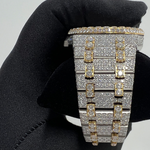 Montre Moissanite Personnalisée à Cadran Arabe pour Hommes - Montre Entièrement Sertie de Diamants VVS - Bijou Hip Hop Automatique de Luxe Bicolore - Product Image 4