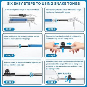 Professional Snake Handling Tongs Collapsible Reptile Catcher Stick Rattlesnake <b>Grabber</b> <b>Tool</b> Safe Strong Metal Grip Equipment - Product Image 4