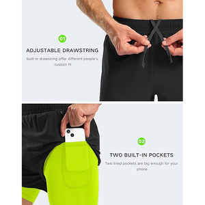 กางเกงกีฬาขาสั้นโพลีเอสเตอร์ป้องกันรังสียูวีสำหรับผู้ชาย ป้องกันแสงแดด UPF 50 สำหรับวิ่ง ออกกำลังกายกลางแจ้ง ป้องกันรังสี - Product Image 3