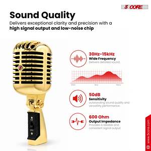 Micrófono Vocal Dinámico Retro de 5 Núcleos, Estilo Vintage, Clásico, Cardioide, Unidireccional - Product Image 2