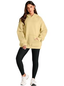 Women's Oversized Hooded Sweatshirt Solid Color <b>Drop</b>-Shoulder Long Sleeve Breathable Knitted Cotton Bamboo Fiber Autumn Wear - Product Image 2