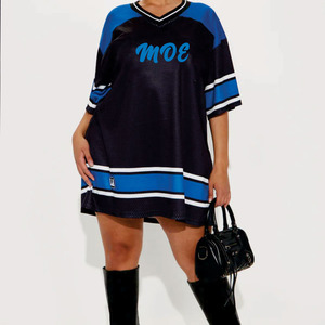 Camiseta de Fútbol Americano de Malla Oversize de Lujo Personalizada al por Mayor para Mujer, Transpirable, Estilo Urbano, Cuello en V, con Logotipo Personalizado - Product Image 4