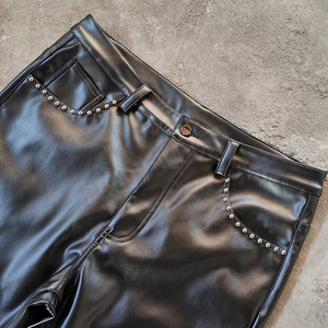 Custom Mens 100% Cotton Woven Vintage Bootcut Pants Rivet Flare <b>Trousers</b> Mid Rise Streetwear OEM ODM - Product Image 2