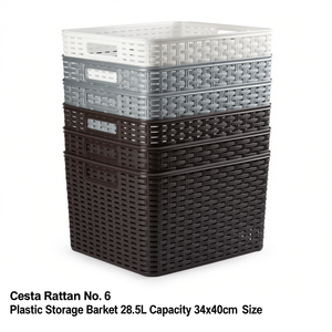Cesta de Ratán No. 6 Cestas de Almacenamiento de Plástico con Capacidad de 28.5L y Tamaño de 34x40cm - Product Image 2