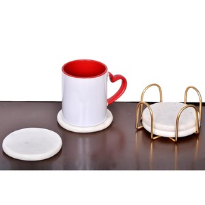 Juego de 4 Posavasos de Mármol Blanco de Lujo con Soporte, Posavasos de Piedra Hechos a Mano de Estilo Vintage para Uso en el Hogar y Restaurantes, Ecológicos - Product Image 4