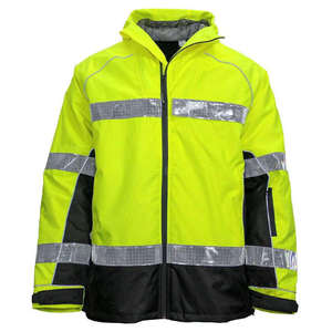 Chaqueta de Trabajo Reflectante de Alta Visibilidad para Hombre, Ropa de Seguridad Clase 2, Impermeable, con Capucha y Bolsillos, Material de Poliéster - Product Image 4