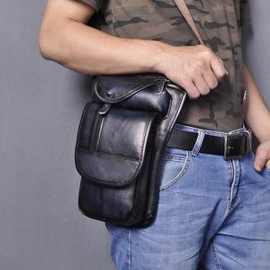 Bolso Bandolera de Cuero Genuino Crazy Horse, Riñonera Vintage con Cierre de Cremallera, Bolso Cruzado Unisex para Viaje - Product Image 4