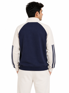 Sudadera deportiva prémium para hombre con cremallera de un cuarto, diseño de bloques de color, manga larga y cuello alto simulado - Product Image 2
