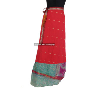 2026 Summer Latest <b>Skirt</b> Design <b>Wrap</b> <b>Skirt</b> 2 Layer Reversible Magic Silk Saris <b>Wrap</b> Long <b>Skirt</b> Boho Maxi Reversible Tube Design - Product Image 3