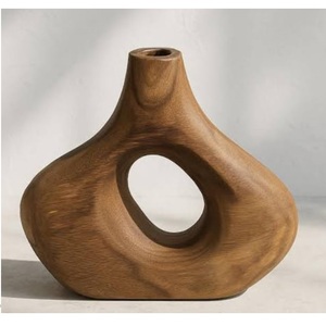 Vase en bois de manguier fait main au design moderne et luxueux, décoration de salon, vase de table à prix abordable en provenance d'Inde - Product Image 4