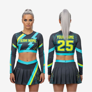 Uniforme de cheerleading pour femmes en gros, uniforme de cheerleading pour filles avec strass, grande taille, prix d'usine, tenue d'entraînement, costume de danse personnalisé - Product Image 4
