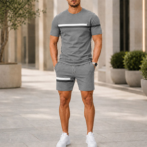 Ensemble de survêtement léger et respirant deux pièces pour homme J S Sports, imprimé dégradé personnalisé, idéal pour l'été et les activités décontractées - Product Image 2