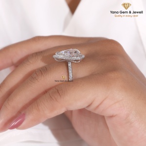 Bague de luxe en or massif 14 carats avec diamant CVD de laboratoire de 4,00 carats, taille poire, clarté VVS2, couleur F, certifiée IGI, pour femme - Product Image 4