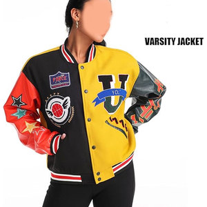 Unisex Double Breasted Varsity Letterman Bomber <b>Jacket</b> Y2K Embroidered Vintage Streetwear Casual Baseball Hip Hop Style - Product Image 4