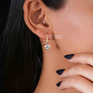 Pendientes de Diamantes Cultivados en Laboratorio con Corte Brillante Redondo de Plata S925 de Lujo, Color EF, Joyería de Diamantes Sintéticos para Mujer, Regalo de Boda - Product Image 2