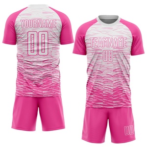 Conjunto de Camiseta de Fútbol Sublimada Rosa y Blanca, Manga Corta, Cuello Redondo, Poliéster que Absorbe la Humedad, Uniforme para Todas las Temporadas, Unisex, Adulto - Product Image 1