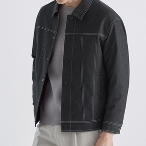 Veste en jean délavé pour homme, coupe classique, col rabattu, fermeture à boutons simple, style décontracté pour l'automne - Product Image 5