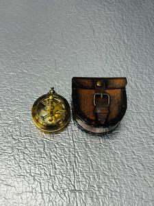 OLD WORLD TREASURE HANDICRAFTS BC-001 2'' Push Button Sundial Brass Compass with Leather Case Handmade Durable Promotional <b>Gift</b> - Product Image 6