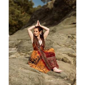 High Demand Boho Cotton Maxi Dress V Neck Sleeveless Regular Fit Asymmetric Hem Solid Printed <b>Wrap</b> Tie Eco-Friendly Summer <b>Beach</b> - Product Image 4