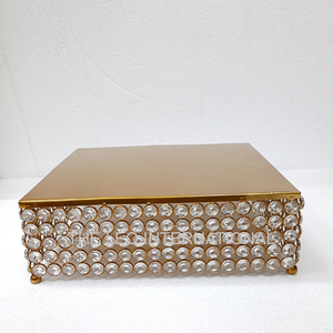 Support à gâteau décoratif standard à 2 niveaux en acier inoxydable doré et argenté, design feuillage, pour service de fête - Product Image 4